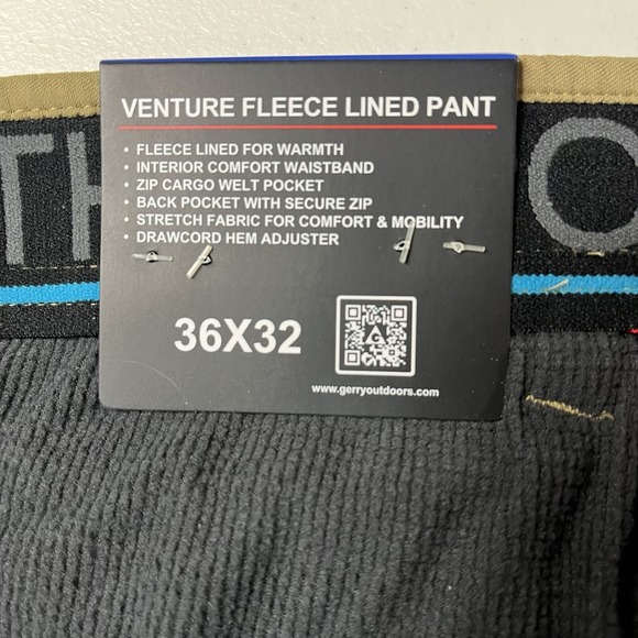 NWT Mens Gerry Venture Fleece Lined Pants Uniform Khaki 36x32 Stretch Zip Pocket - Picture 7 of 9